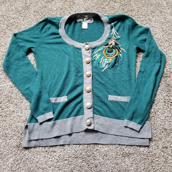 Nick and Me Sweaters - Gorgeous Teal Peacock Cardigan